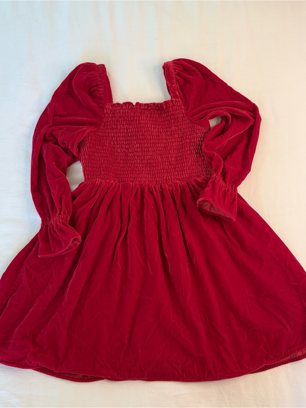 Janie and Jack Red Velvet Smocked Babydoll Dress